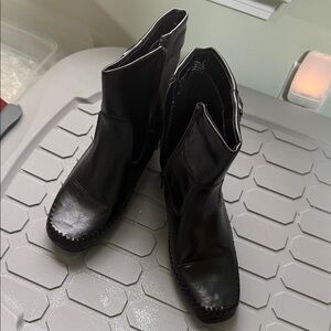 Elegant Black Leather Ankle Booties